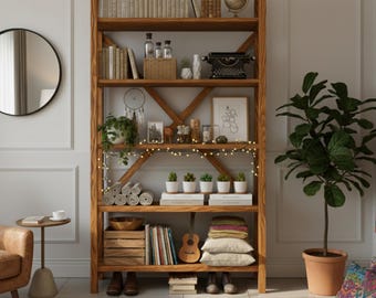 Handgefertigtes Bücherregal aus Massivholz - Regal im skandinavischen Stil