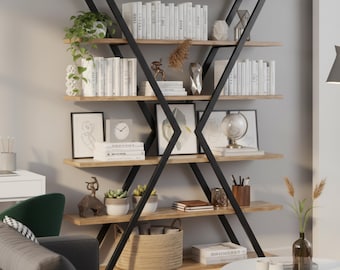 Estantería de madera X Design, estantería decorativa