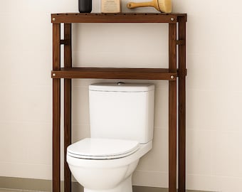 Plank voor boven het toilet, houten opbergrek badkamer, plank wasruimte, ruimtebesparende opberger