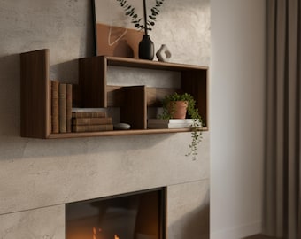 Modern Wooden Wall Shelf | Solid Wood Display Rack