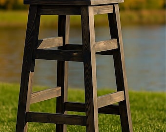 Rustikaler Holzhocker Handgemachter Massivholz Barhocker