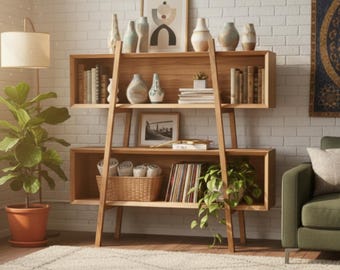Bücherregal aus Holz mit Aufbewahrungsfächern – Stilvolles Vitrinenregal für Haus & Wohnzimmer