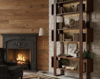 Mensola in legno realizzata a mano – Contenitore da parete rustico, espositore aperto per l'arredamento della casa