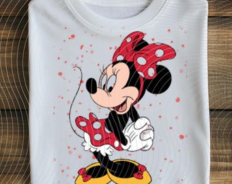 Minnie Mouse meisje png, stripfiguur rode polka dot, retro-stijl clipart, sublimatieontwerp,