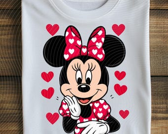 Vintage Disney Minnie Mouse portret hart strik png, Mickey and Friends Matching png,