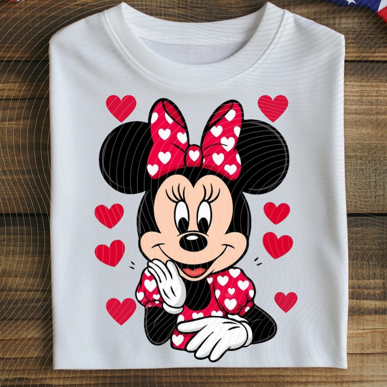Vintage Disney Minnie Mouse portret hart strik png, Mickey and Friends Matching png, afbeelding 1