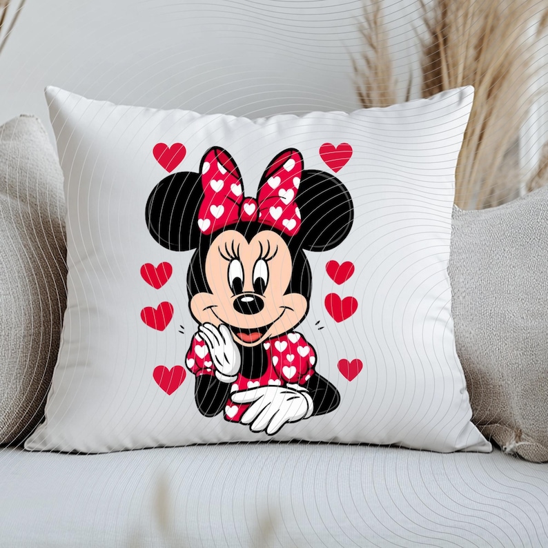 Vintage Disney Minnie Mouse portret hart strik png, Mickey and Friends Matching png, afbeelding 2