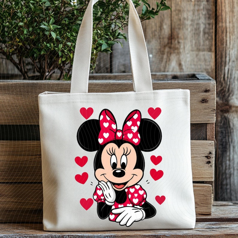 Vintage Disney Minnie Mouse portret hart strik png, Mickey and Friends Matching png, afbeelding 4