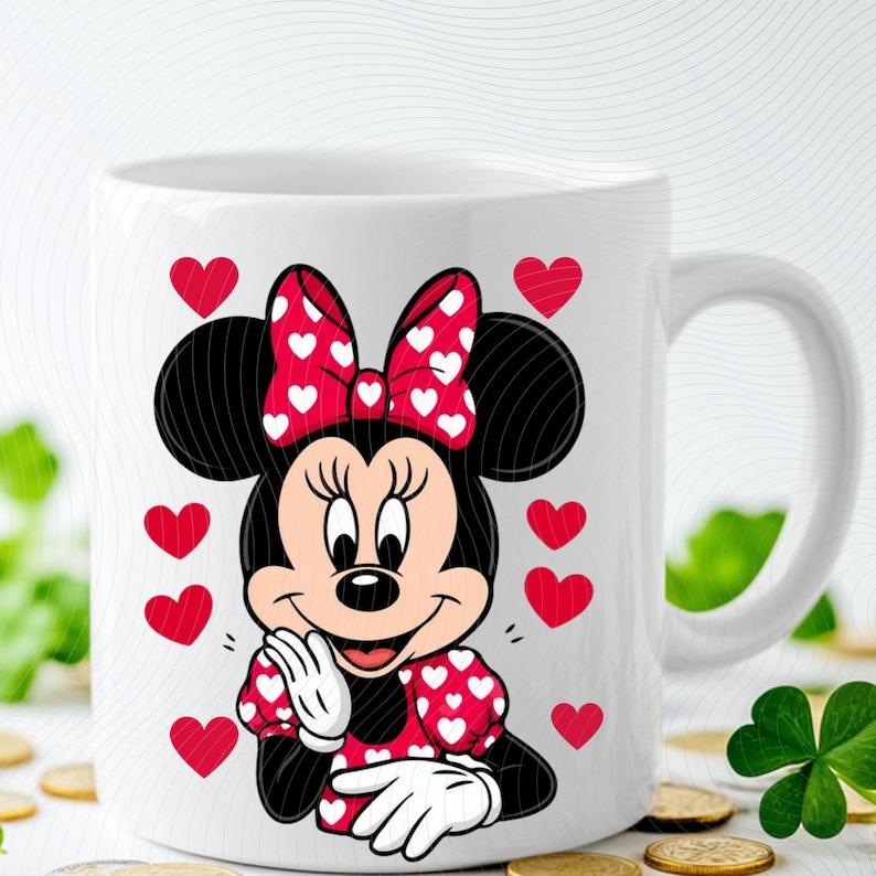Vintage Disney Minnie Mouse portret hart strik png, Mickey and Friends Matching png, afbeelding 3