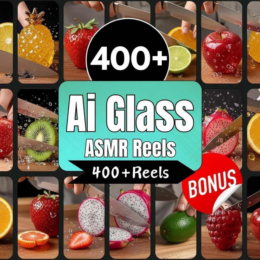 400+ AI Glass Cutting Video Reels | ASMR Content Bundle | ASMR Ai ...