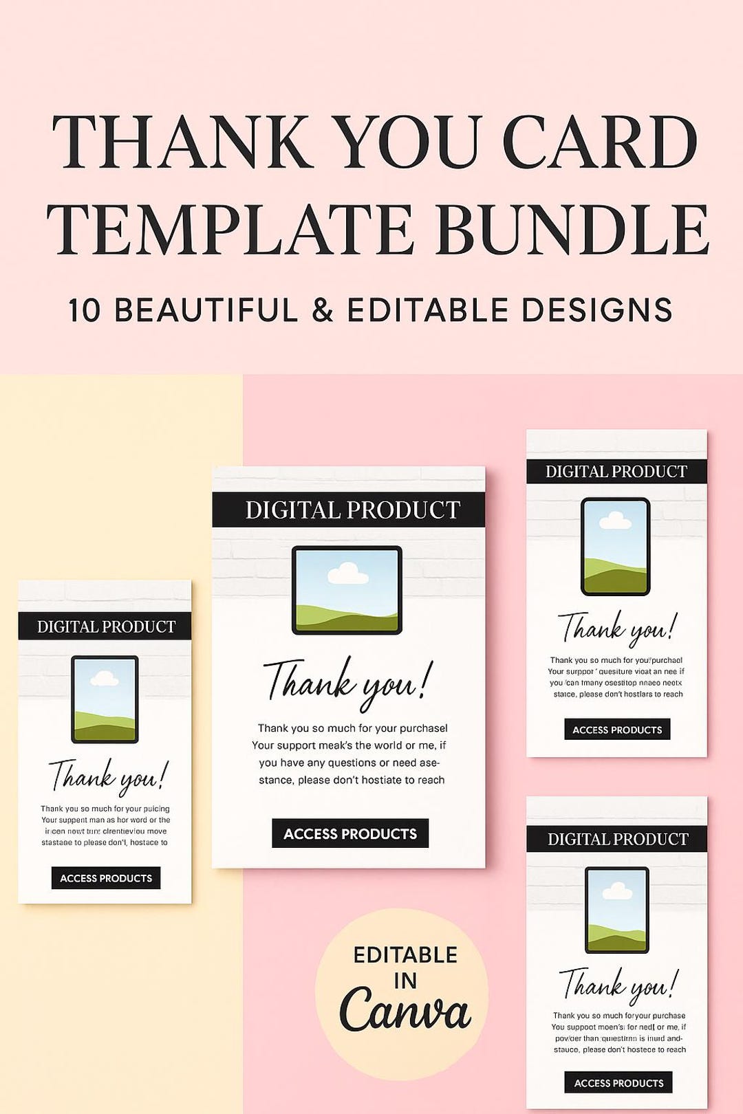 Thank You for Your Order Card Bundle, 10 Editable Templates, Small ...