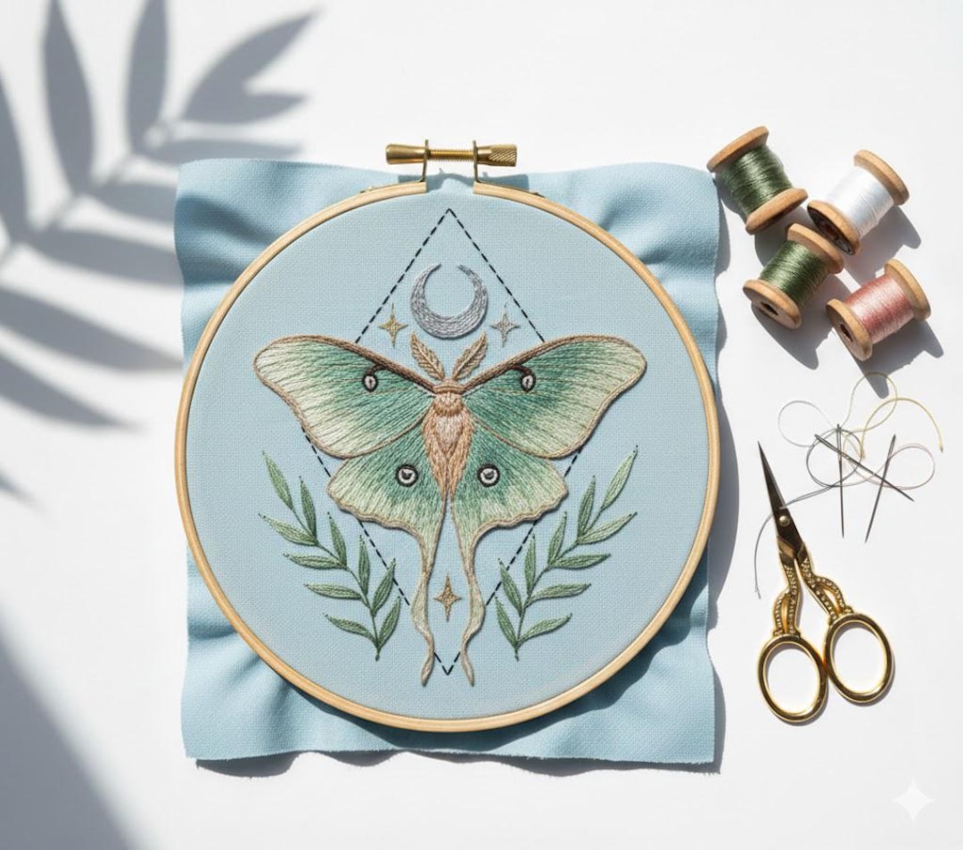 Moon Moth Embroidery Pattern, Luna Moth Hand Embroidery PDF - Etsy