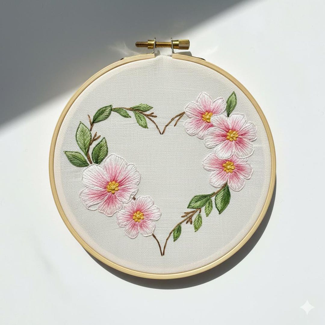 Floral Heart Wreath Embroidery Pattern, Wreath Embroidery Design ...
