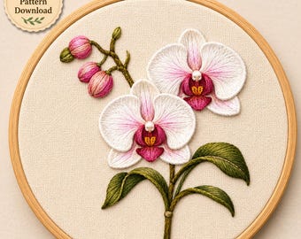 蘭の花の刺繍パターン、花の手刺繍PDF