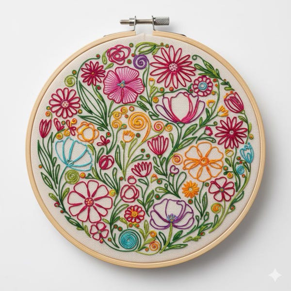 Schema per ricamo a mano "Festa dei Fiori" - Giardino di Fili Floreale