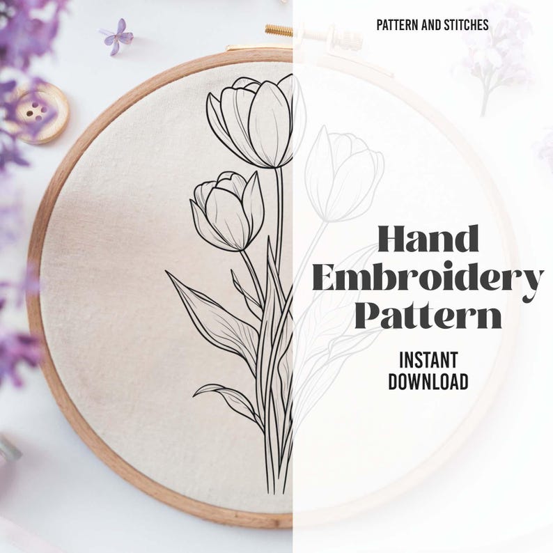 Patterns Vocabulary Trio Tulips Embroidery Pattern, Hand Embroidery PDF (digital Download ...