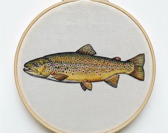 Rainbow Trout Hand Embroidery Pattern, Fish Embroidery Design, Rainbow Trout Hand Embroidery PDF, DIY Craft