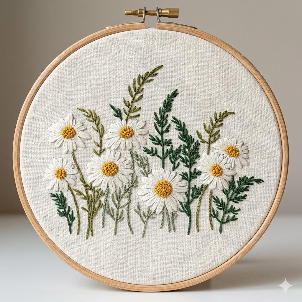 Wild Daisy Embroidery Pattern PDF | Wildflower Meadow Hand Embroidery ...