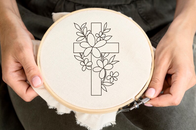 Floral Christian Cross . Hand Embroidery 10 Pattern - Etsy