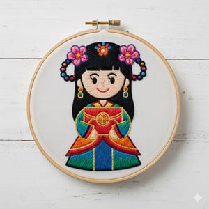 Chinese girl art -  girl Embroidery Pattern