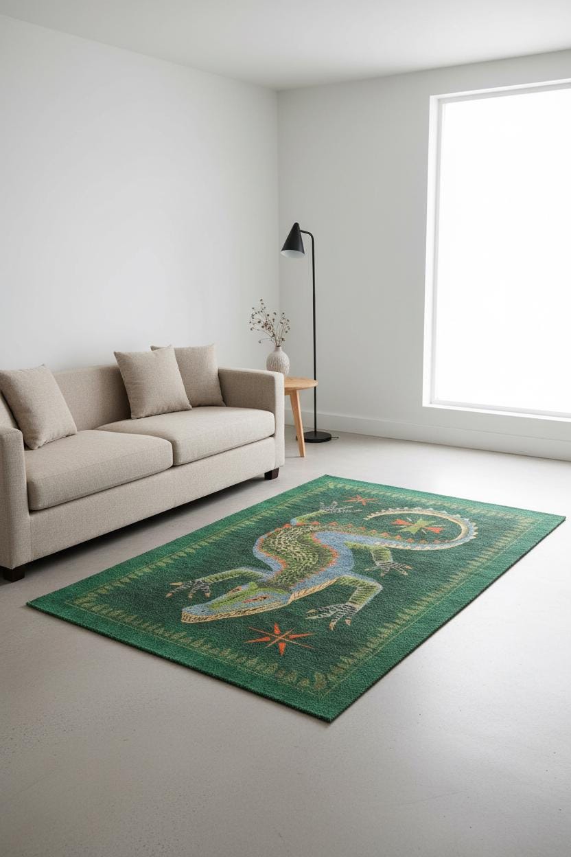 Cool Rug Lizard Handcrafted Lizard Rug – Tribal Animal Art Area Rug – Custom Sizes ...