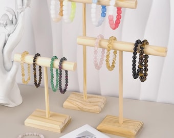 Solid Wood Jewelry Display Stand, Bracelet & Necklace Holder