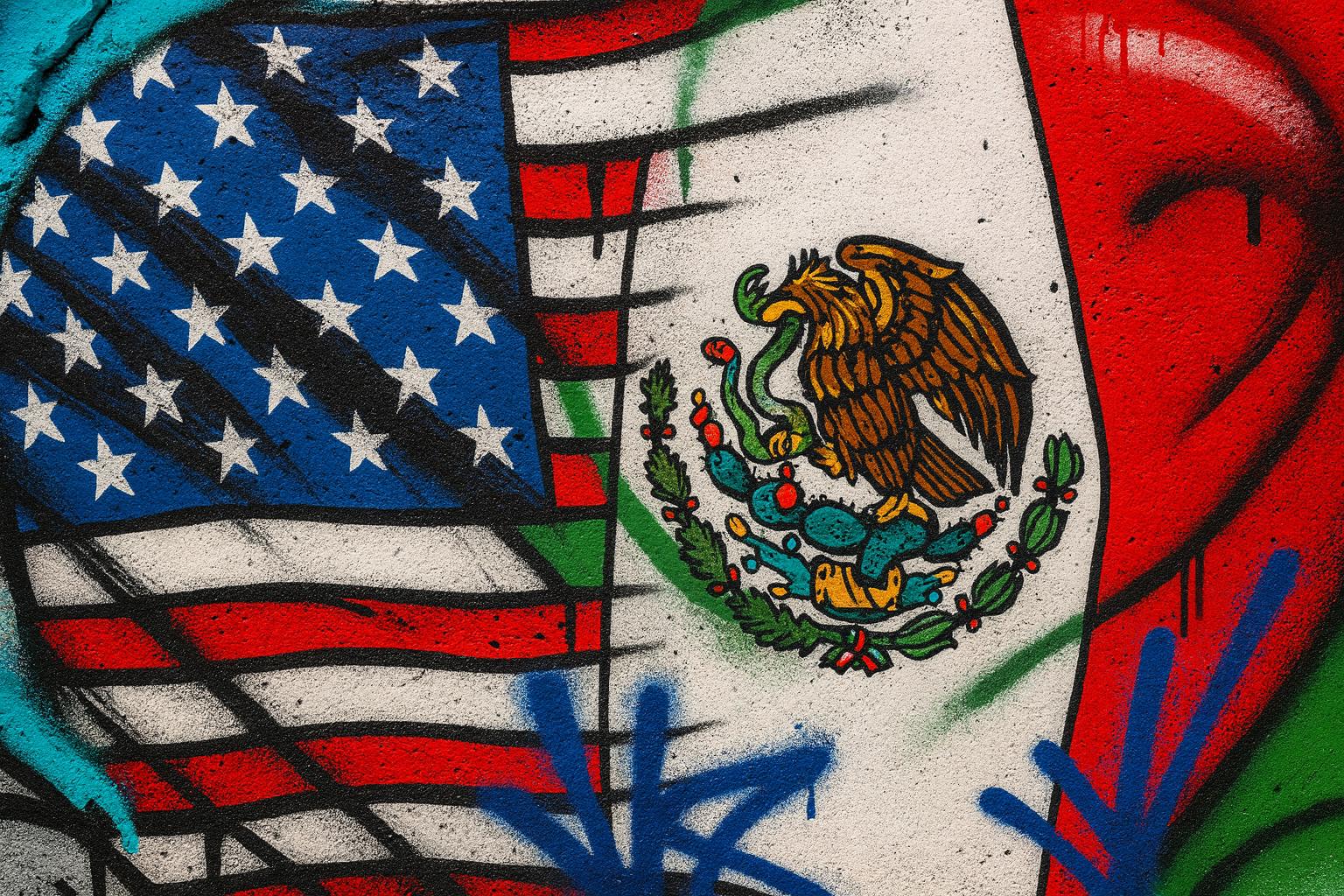 USA Mexico Flag Fusion Art Print: Graffiti Style (digital Download