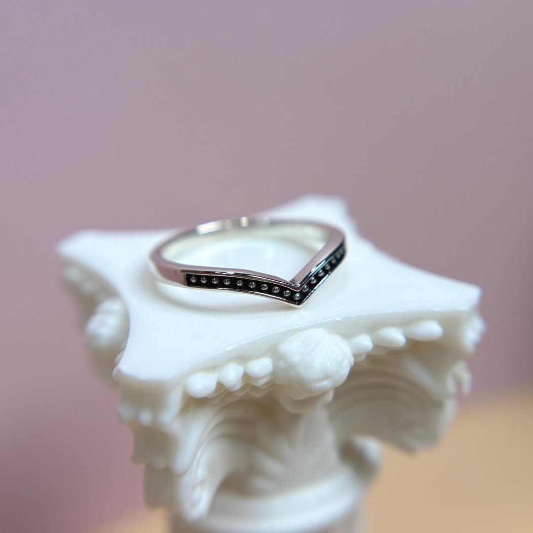 Chevron Minimalist Thumb Sterling Silver Gothic Stackable Contour V ...
