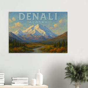 Denali in Alaska Dipinto Poster Natura Montagne
