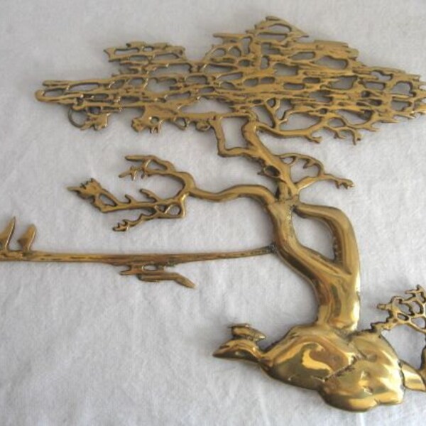 Vintage Brass Tree Wall Hanging California Lone Cypress