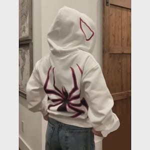 Heltäckande fleecefodrad huvtröja med dragkedja Spider-Man-logotyp bild 2