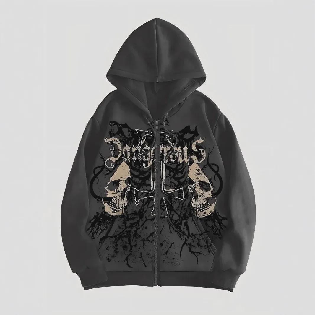Y2k Skull Zip Up - Etsy Canada