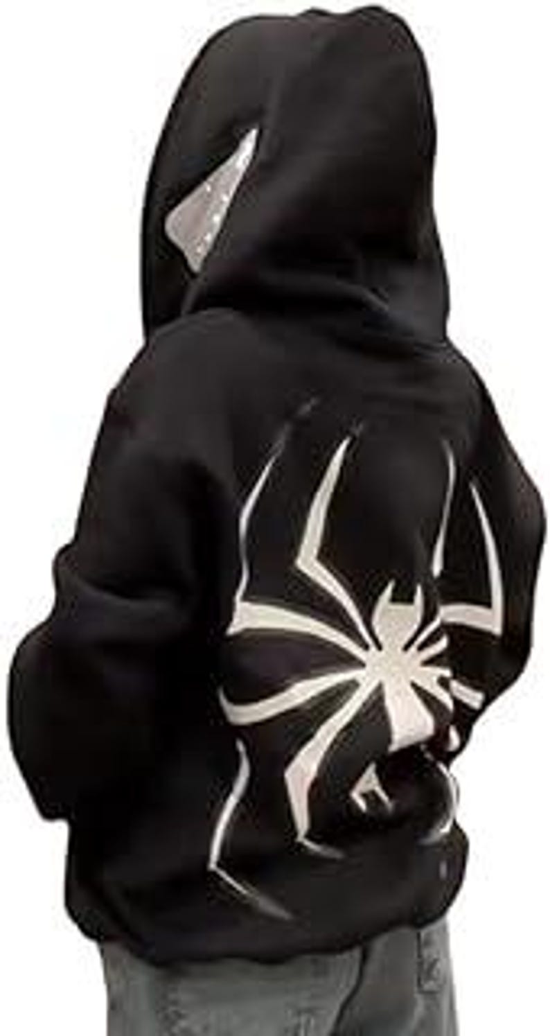 Heltäckande fleecefodrad huvtröja med dragkedja Spider-Man-logotyp bild 4