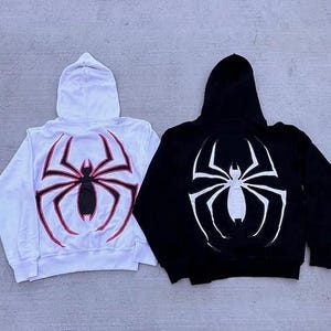 Heltäckande fleecefodrad huvtröja med dragkedja Spider-Man-logotyp bild 3