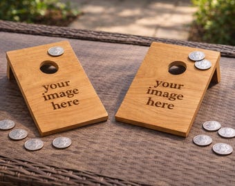 Juego de Cornhole de mesa grabado a medida / Mini tableros personalizados, diversión para fiestas al aire libre