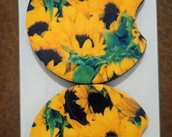 coasters with vibrant sunflowers