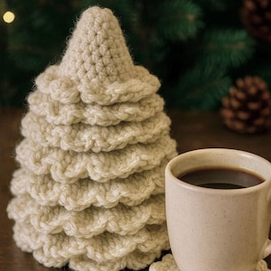 Patrón de crochet para posavasos de árbol de Navidad (PDF) - Árbol de Navidad con capas y volantes - Patrón de crochet fácil para principiantes - Decoración de crochet - Regalo