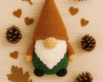 Schema per realizzare uno gnomo all'uncinetto: amigurumi per principianti con guida ai colori stagionali (PDF)