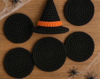 Haakpatroon heksenhoed onderzetter: halloweendecor (pdf-download)