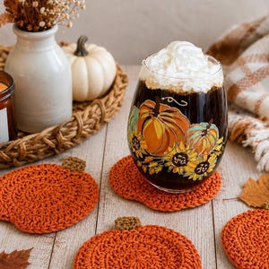 Crochet Pumpkin Coaster Pattern PDF | Beginner Fall Coaster | Quick Crochet Project