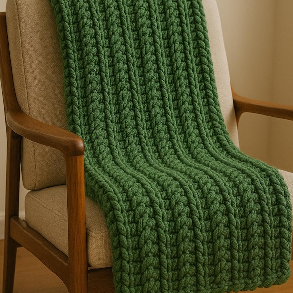 Chunky Ribbed Simple Crochet Blanket Pattern: Beginner-Friendly PDF