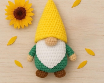 Patrón de gnomo de ganchillo: Amigurumi para principiantes con guía de colores de temporada (PDF)