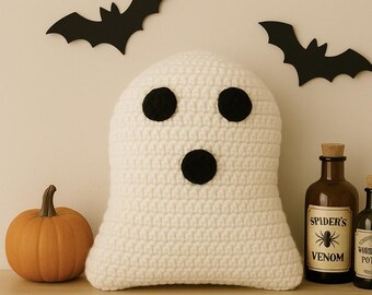 Eenvoudig haakpatroon spookkussen: beginnersvriendelijk halloweendecor (pdf-patroon)
