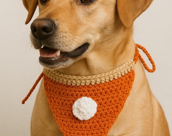 Pumpkin Pie Dog Bandana Crochet Pattern | Fall & Thanksgiving Pet Accessory | Beginner Friendly Digital Download