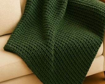 Modello per coperta all'uncinetto a maglia grossa / Coperta facile per principianti (PDF)