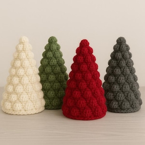Patrón de árbol de Navidad a crochet / Decoración navideña con punto de burbuja / Crochet rústico fácil de hacer para principiantes / PDF
