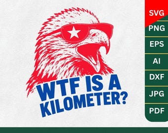 WTF Is A Kilometer Png Sublimation, Funny Patriotic Eagle Shirt DTF, Sarcastic USA Eagle Png, 4th July Humor Png Design