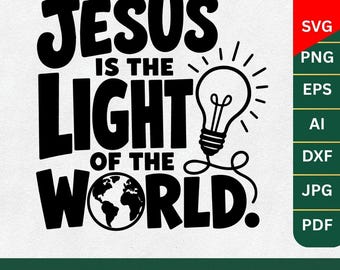 Jesus is the light of the world file digital download cross svg christian svg bible verse svg Cricut cut file Digital svg christian svg