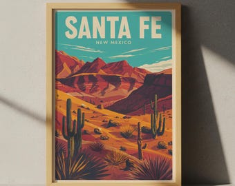 Santa Fe New Mexico Travel Poster: Desert Adobe Art Print