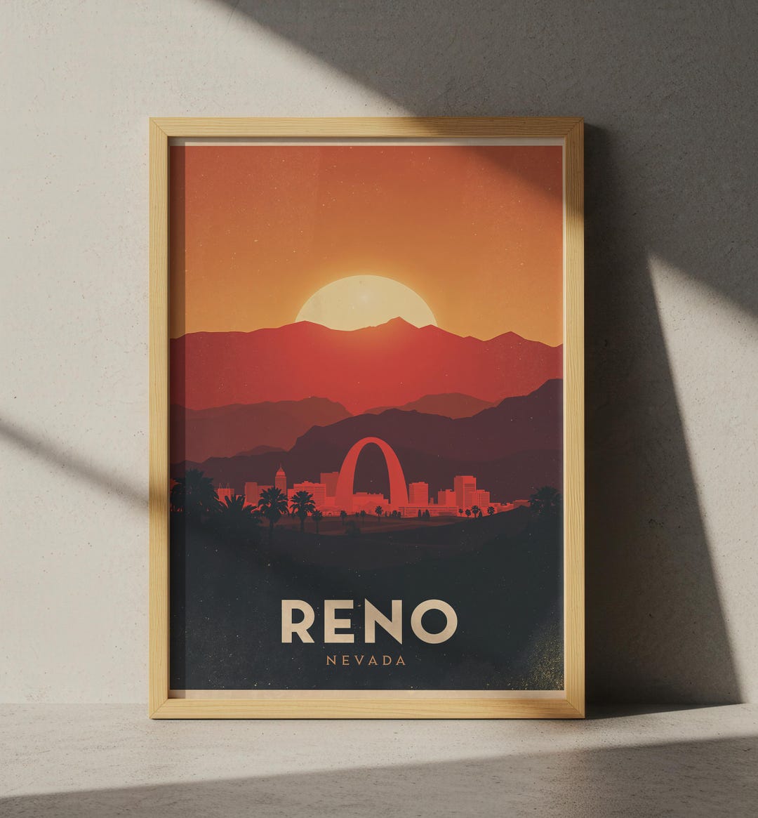Reno Nevada Travel Poster | Minimal Wall Art | Desert City Print ...